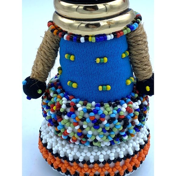 Ndebele Beaded Doll Tribal 6 1/2 Hand Crafted Art Africa Mopan South African Gol - Picture 5 of 6